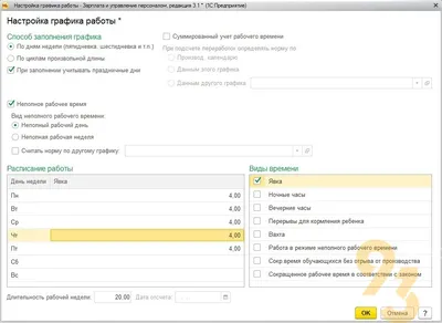 Настройка графиков работы: общие вопросы :: Кадровый учет и расчеты с  персоналом в программах «1С»
