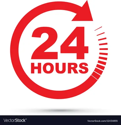 Red 24 hours Royalty Free Vector Image - VectorStock