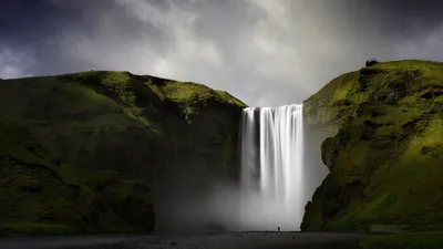 Обои природа, исландия, горы, скалы, водопад на рабочий стол