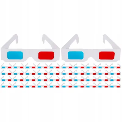 3D картонные анаглифные очки универсальные. Светофильтры красный и синий.  1шт.