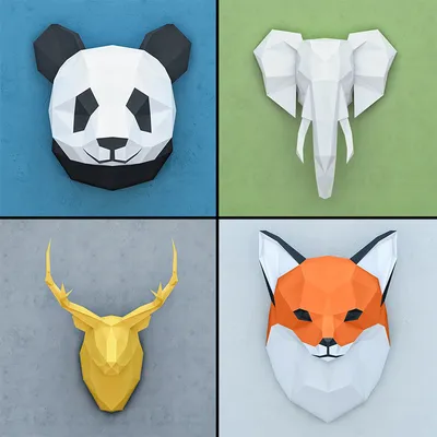 Картинки голов животных из бумаги - Скачать 3D-модель (21345) |  