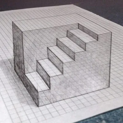 Объемные рисунки карандашом по клеточкам - 80 фото