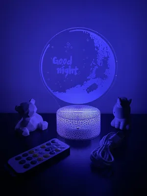 3d-лампа Луна с надписью Good Night - Спокойной ночи, 3D светильник или  ночник, 7 цветов и 4 режима, пульт (ID#1602420602), цена: 515 ₴, купить на  