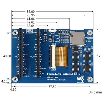 3.5" TFT LCD Touch Screen Module 480x320 ST7796U - 