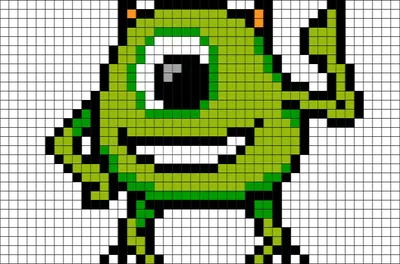 Mike Wazowski Monsters Inc Pixel Art – BRIK