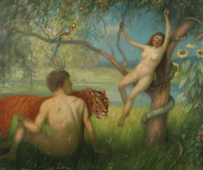 Фото Изгнание Адама и Евы из Рая. Фреска монастыря Сучевица, Румыния. Около  1600 года. на фотохостинге Fotoload