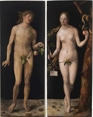 Image of Adam and Eve. (engraving, circa 1880) by French School, (19th  century)