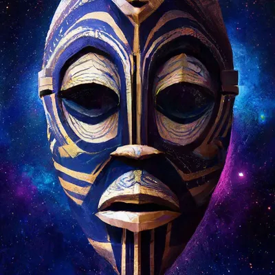 Сюрреалистические африканские маски, …» — создано в Шедевруме