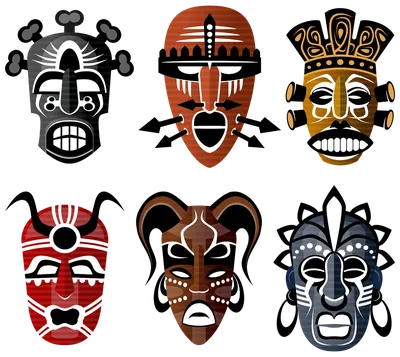 красочные африканские маски вектор или цветные рисунки PNG , голова,  символ, искусство PNG картинки и пнг рисунок для бесплатной загрузки