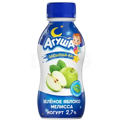 Йогурт питьевой Агуша Яблоко зеленое Мелисса 2,7% (180 г) - 