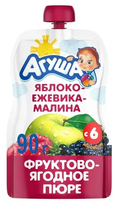 Агуша пюре яблоко, ежевика и малина 90 гр. Пауч/10 шт. — купить в городе  Хабаровск, цена, фото — БЭБИБУМ