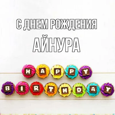 Открытка с именем айнура С днем рождения happy birthday. Открытки на каждый  день с именами и пожеланиями.