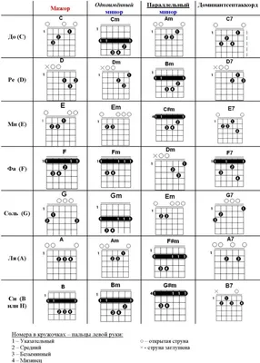 Основные аккорды для гитары для начинающих с нуля, базовые аккорды для  гитары