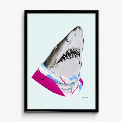 White shark swimming in the ocean. Generative AI. Digital Art Illustration  Stock Illustration | Adobe Stock