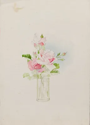 KONTORA Арт-Галерея - Старинная акварель цветы, артикул АКВ-19115