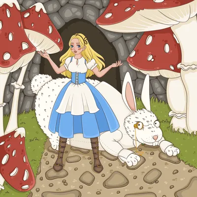 Алиса в стране чудес. Иллюстрация от нейросети | Пикабу