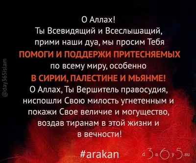 arakan "О Аллах! Ты Всевидящий и Всеслышащий, прими наши дуа, мы просим  Тебя помоги и поддержи притесняемых по всему миру, особенно… | Палестина,  Мотивация, Аяты