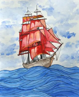 Корабль алые паруса рисунок - 75 фото