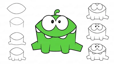 How to draw Om Nom / cartoon coloring Om Nom for children / Coloring for  kids - YouTube