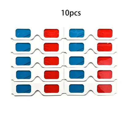 Популярные 10 шт./лот универсальные анаглифные картонные красные и синие  голубые 3D-очки для фильмов Прямая поставка | AliExpress