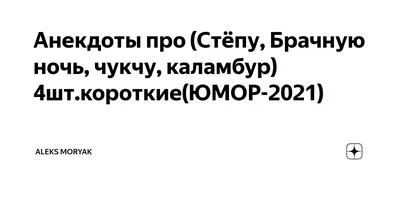 Анекдоты про (Стёпу, Брачную ночь, чукчу, каламбур) 4шт.короткие(ЮМОР-2021)  | Aleks Moryak | Дзен