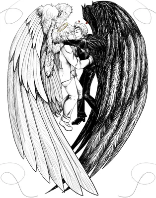 Рисунки демон и ангел - 60 фото