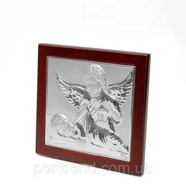 Икона Ангела Хранителя 14х14см в Серебре в Деревяной Рамке — Купить  Недорого на  (1711466640)