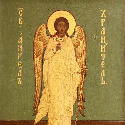 ᐉ Икона Ангела Хранителя в серебре деревянная рамка 11х11 см