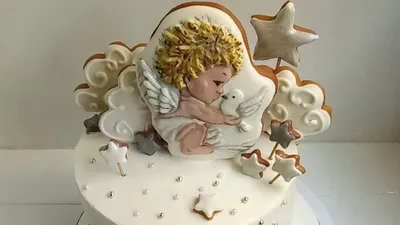 Торт на крещение малышу！С ангелом, звездами и облаками. - YouTube |  Украшения, Крещение, Облака