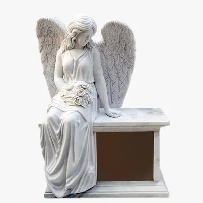 Мраморные ангелы. Памятник скорбящий ангел из белого мрамора.