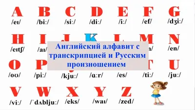 Английский алфавит с транскрипцией в стиле Книжная графика на