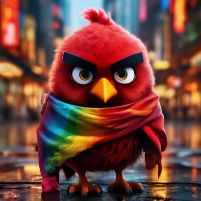 Красная птица Рэд из Angry Birds, …» — создано в Шедевруме