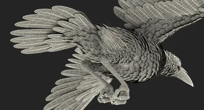 Ворон летающий анимационный снаряженный 3D Модель $259 - .max - Free3D