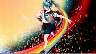 Pic. #Wallpaper #Anime #1920x1080 #Vocaloid #Headphones #Kaninn #Miku  #Hatsune #Rainbow, 296040B – Anime Wallpapers 1920x1080 (HD manga)