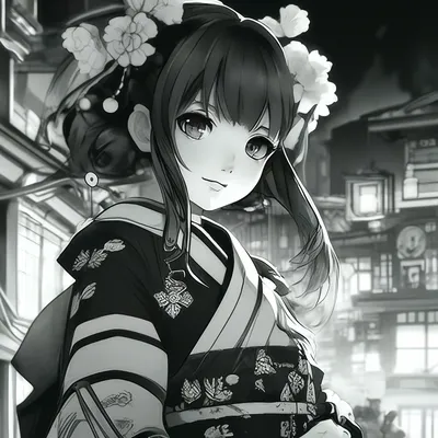 Black and white, черно-белое, anime…» — создано в Шедевруме