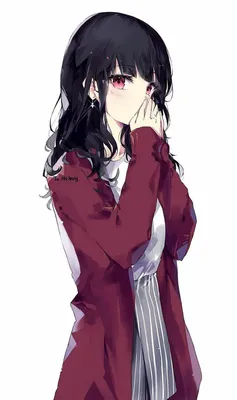 Обои аниме девушка черные волосы, аниме, прическа, очки, жест на телефон  Android, 1080x1920 картинки и фото бесплатно