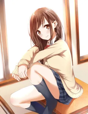 Красивые картинки девушки аниме с коричневыми волосами