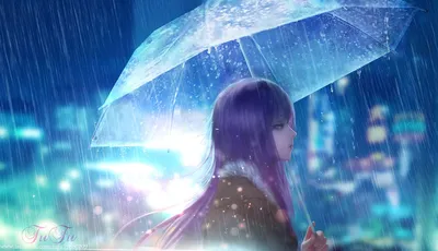 девушка #зонт #дождь #аниме #арт #art | Anime, Rain wallpapers, Anime images