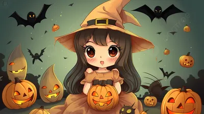 Süßes Bild Für Tenkyoii Anime Halloween Wallpaper, Kawaii Halloween Bild,  Karikatur, Cartoon Monster Hintergrund, Foto und Bild zum kostenlosen  Download