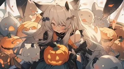 Anime Girl Halloween Style Wallpaper by patrika