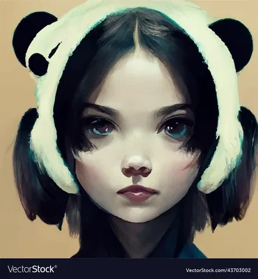 Art anime girl with panda ears bob haircut Vector Image