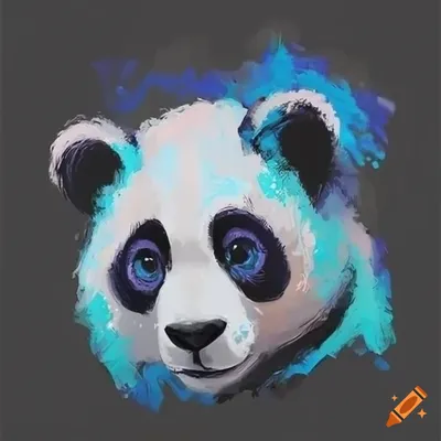 Light pink and vibrant blue anime panda