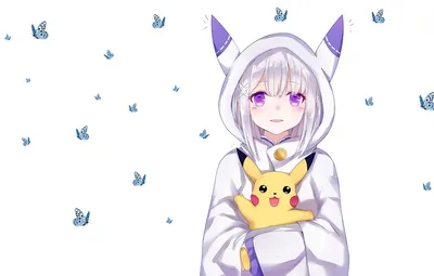 Обои аниме, арт, Emilia, Pikachu картинки на рабочий стол, раздел кодомо -  скачать