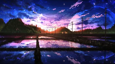 аниме, арт, природа, ночь, небо, звёзды | Anime wallpaper, Anime scenery,  Beautiful wallpaper hd