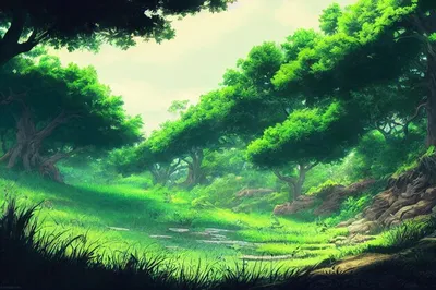 Картинки аниме лес - 69 фото