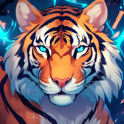 Ледяной тигр в стиле аниме …» — создано в Шедевруме