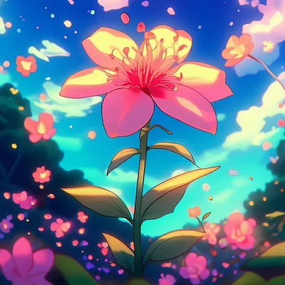 Нарисованные цветы аниме - 57 фото