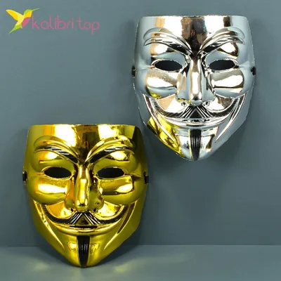 Маска Анонимуса серебряная МКИ019 - купить в интернет-магазине 