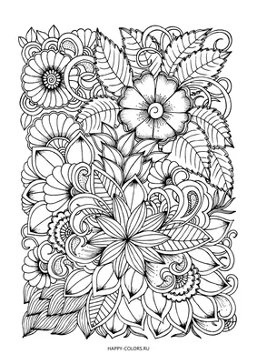Раскраска антистресс "Полевые цветы" - Раскраски А4 формата для распечатки