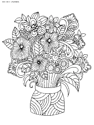Раскраска Цветы в вазе | Раскраски антистресс Цветы. Сложные раскраски с  цветами. Раскраски-антистресс цветов